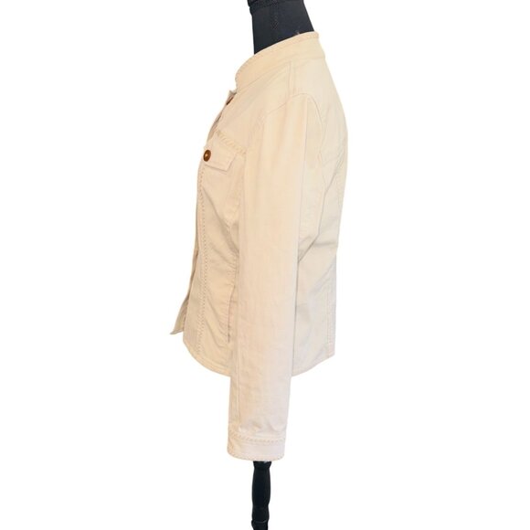 Jones New York Signature Beige Jacket M Cotton/Spandex Structured Old Money Work - Picture 5 of 13